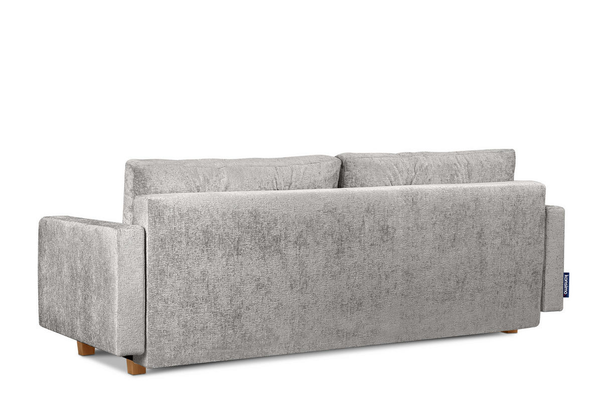 3-SITZER-SCHLAFSOFA ERISO mit weiche Sitzfläche und hohe Rückenlehne, Chenille-Stoff, Silber - Silberfarben/Braun, Textil (220/80/100cm) - KONSIMO®