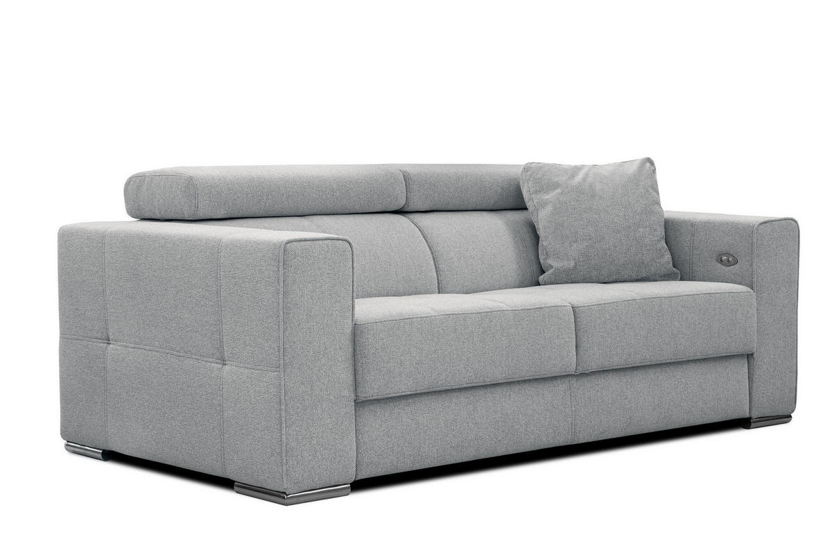 SOFA QUARTZ 3-Sitzer mit Ausziehsitz, silberfarben - Silberfarben, Holzwerkstoff/Textil (202/80/102cm) - Courtois Laville