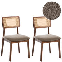 ESSZIMMERSTUHL 2er Set Holz Braun/Taupe Embar - Taupe, Holz (50/86/52cm) - Beliani