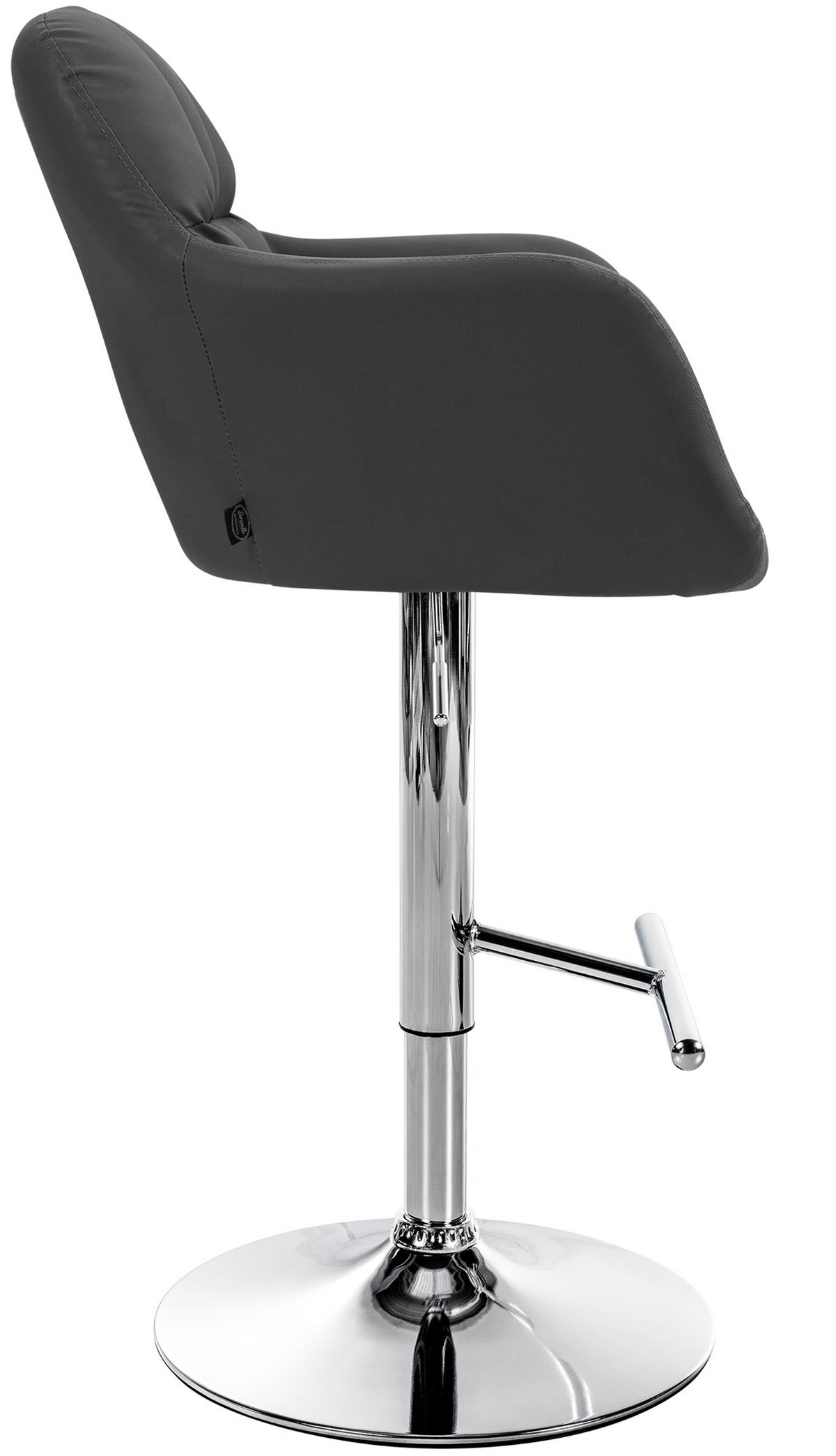 BARHOCKER Nardo Kunstleder chrom schwarz - Chromfarben/Schwarz, Kunststoff/Metall (57/118/59cm) - TPFLiving