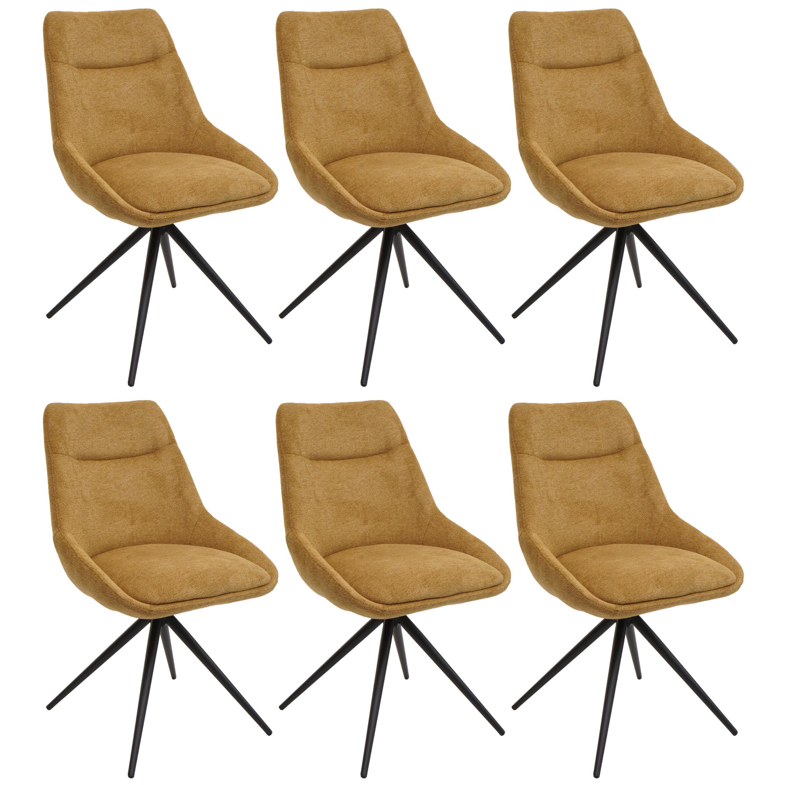 ESSZIMMERSTUHL Gelb 6er-Set - Gelb, Textil (51/86/60cm) - MCW
