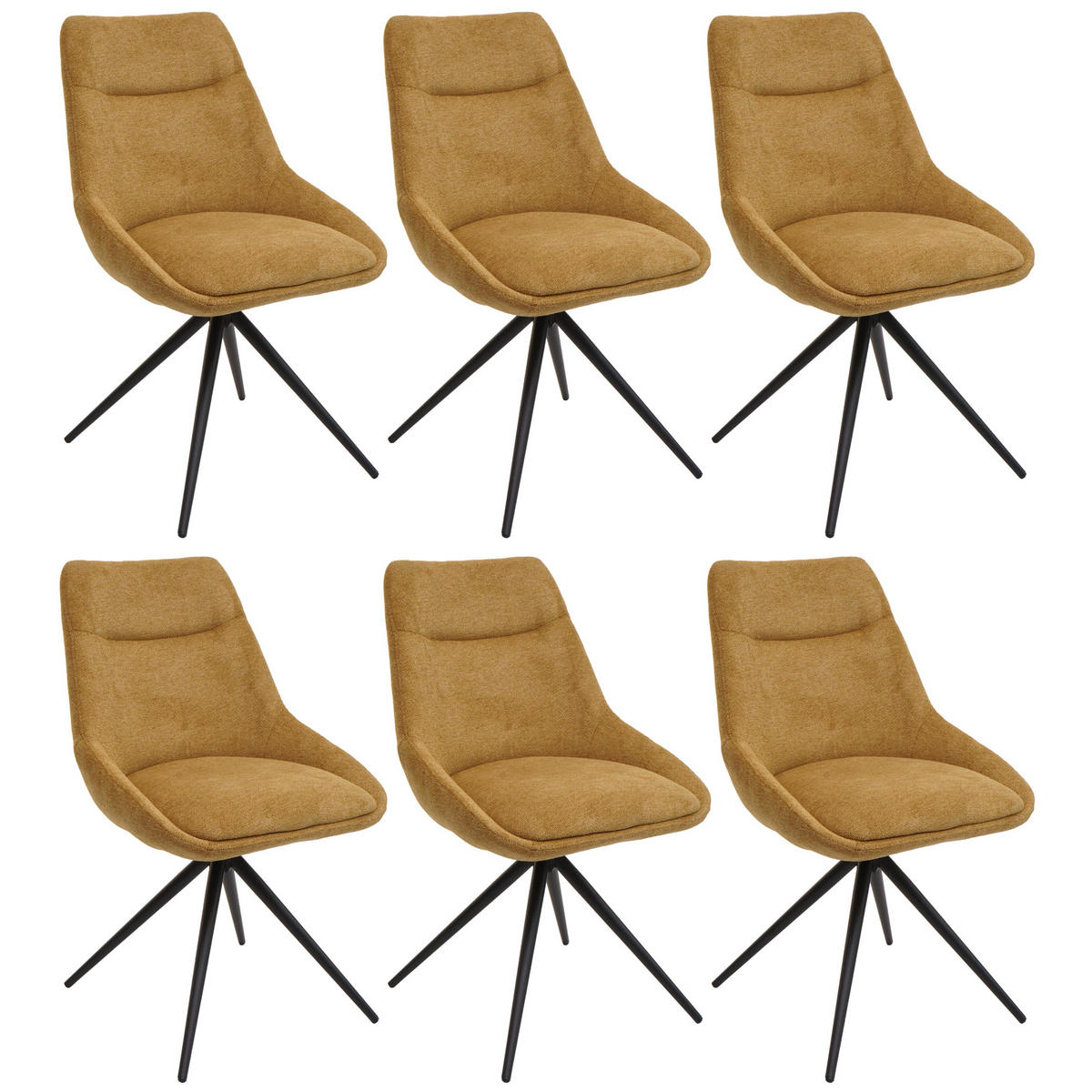 ESSZIMMERSTUHL Gelb 6er-Set - Gelb, Textil (51/86/60cm) - MCW