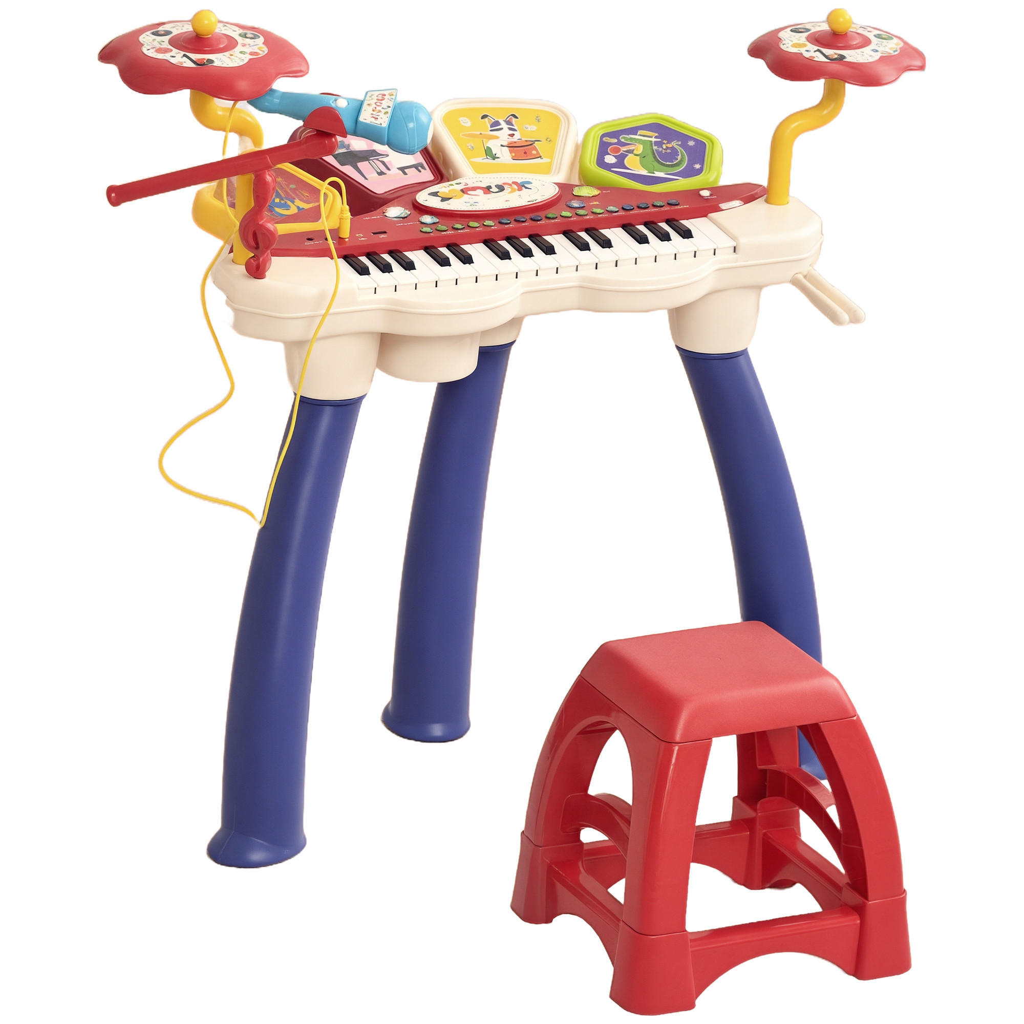 MUSIK-SET DE-18643 2-in-1 Piano & Schlagzeug mit Mikrofon - Multicolor, Kunststoff (32.2/71/74cm) - ComfortXL