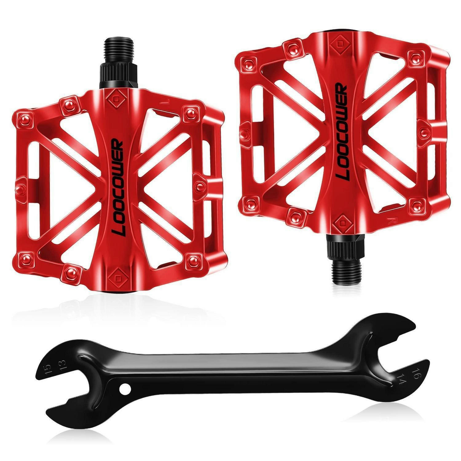 FAHRRADPEDALE Aluminiumlegierung Rot 9/16 Zoll Set - Rot, Metall (10/2.5/12cm)