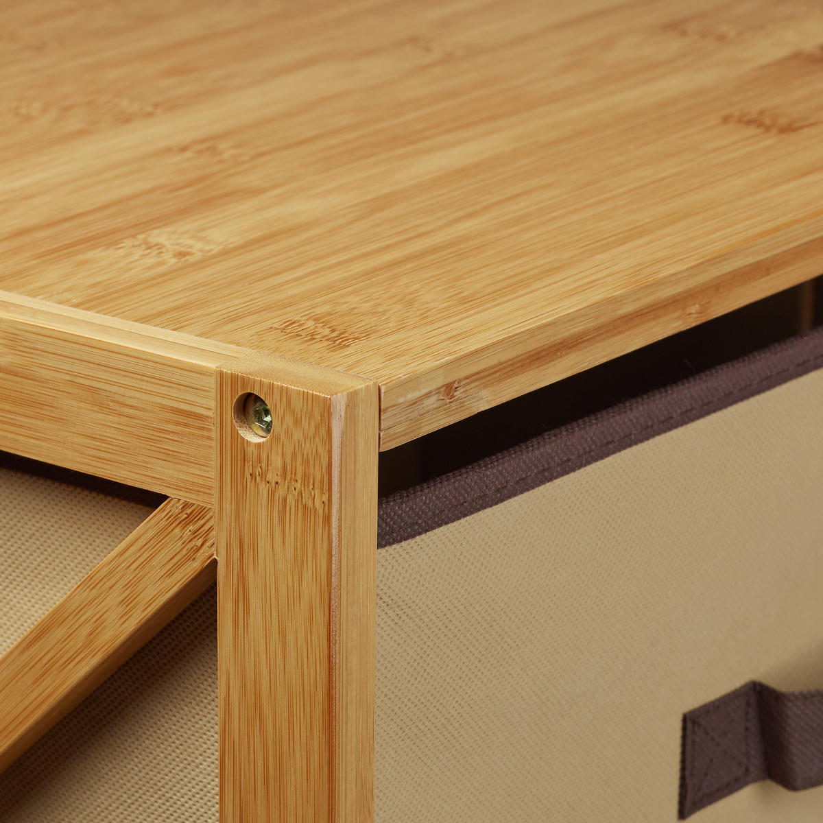 BAMBUSOVÝ policový koš - světle hnědá, dřevo/textil (42/80/29cm) - Relaxdays