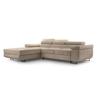 ECKSOFA NOLA Cappuccino L - Links Cord - Schwarz/Cappuccino, Textil/Metall (280/203cm) - Luxkor24