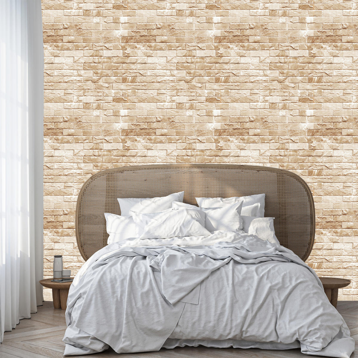 VLIESTAPETE Ziegelwand in 3D-Optik – Beige – 50x1000 cm - Beige, Papier (50/1000cm) - Muralo