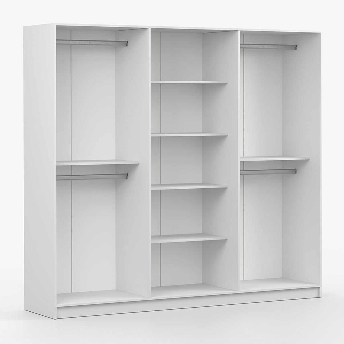 DREHTÜRENSCHRANK ROSA 6D 230/210/57 cm 6-türig Weiß - Goldfarben/Weiß, Holzwerkstoff/Metall (230/57/210cm) - imoebel24