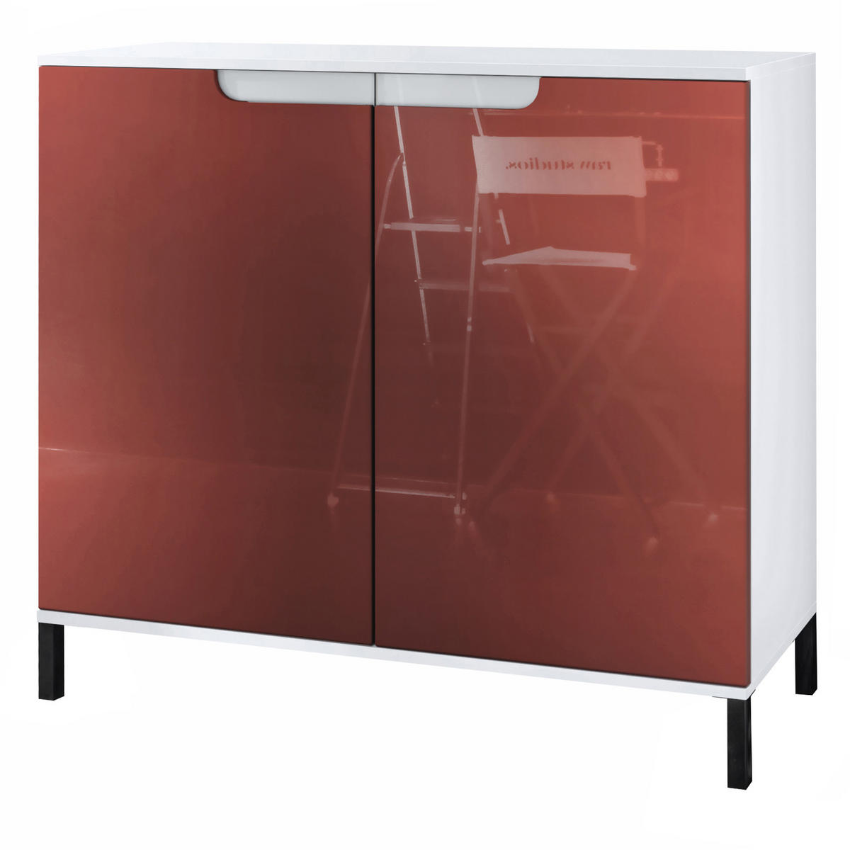 KOMMODE Sylt Bordeaux Hochglanz - Bordeaux, Holzwerkstoff (92.5/83.5/35cm) - Vladon