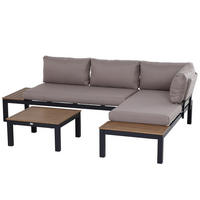 GARTENMÖBEL-SET, Aluminium, Polyester, Schaumstoff, Grau+Natur - Multicolor, Metall - Outsunny