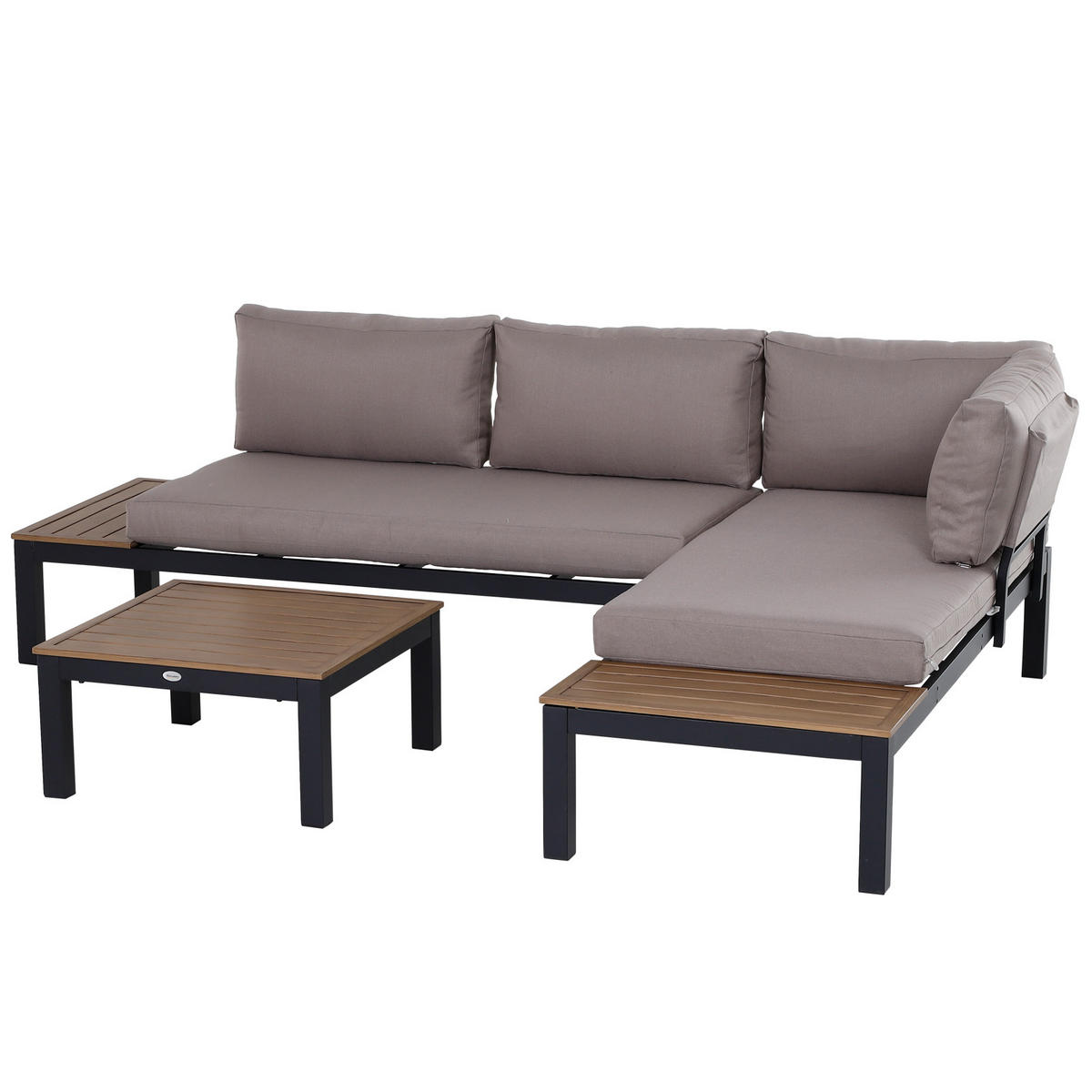 GARTENMÖBEL-SET, Aluminium, Polyester, Schaumstoff, Grau+Natur - Multicolor, Metall - Outsunny