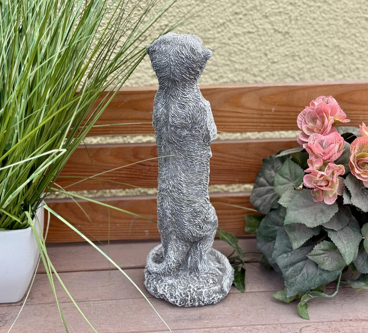 STEINFIGUR Erdmännchen Guido, frostfest, massiv - Grau, Stein (12/35/9cm) - stoneandstyle