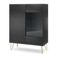 VITRINE in Graphitfarben - Graphitfarben, Holzwerkstoff (97/122/37cm) - MASSENO