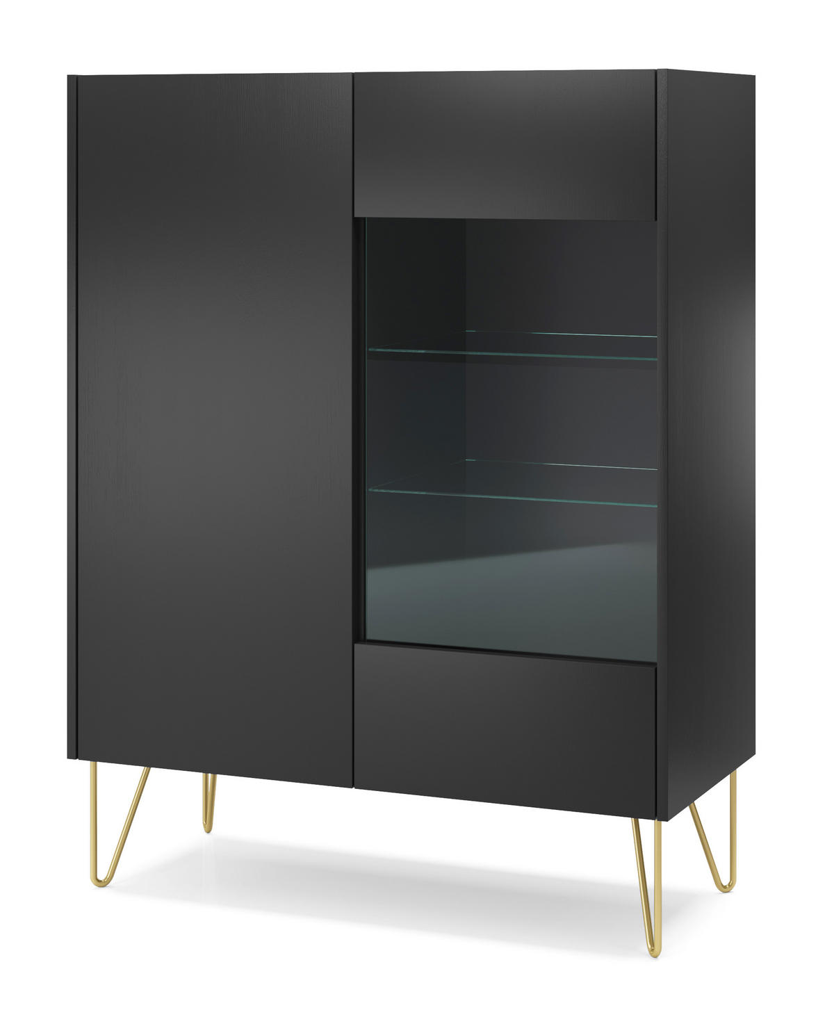 VITRINE in Graphitfarben - Graphitfarben, Holzwerkstoff (97/122/37cm) - MASSENO