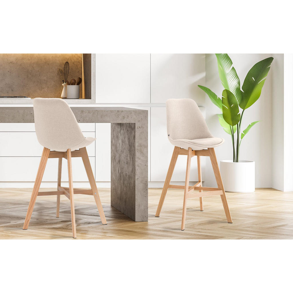Thumbnail - CLP Barhocker, Creme, Textil, 48x112x56 cm, Esszimmer, Barmöbel, Barhocker
