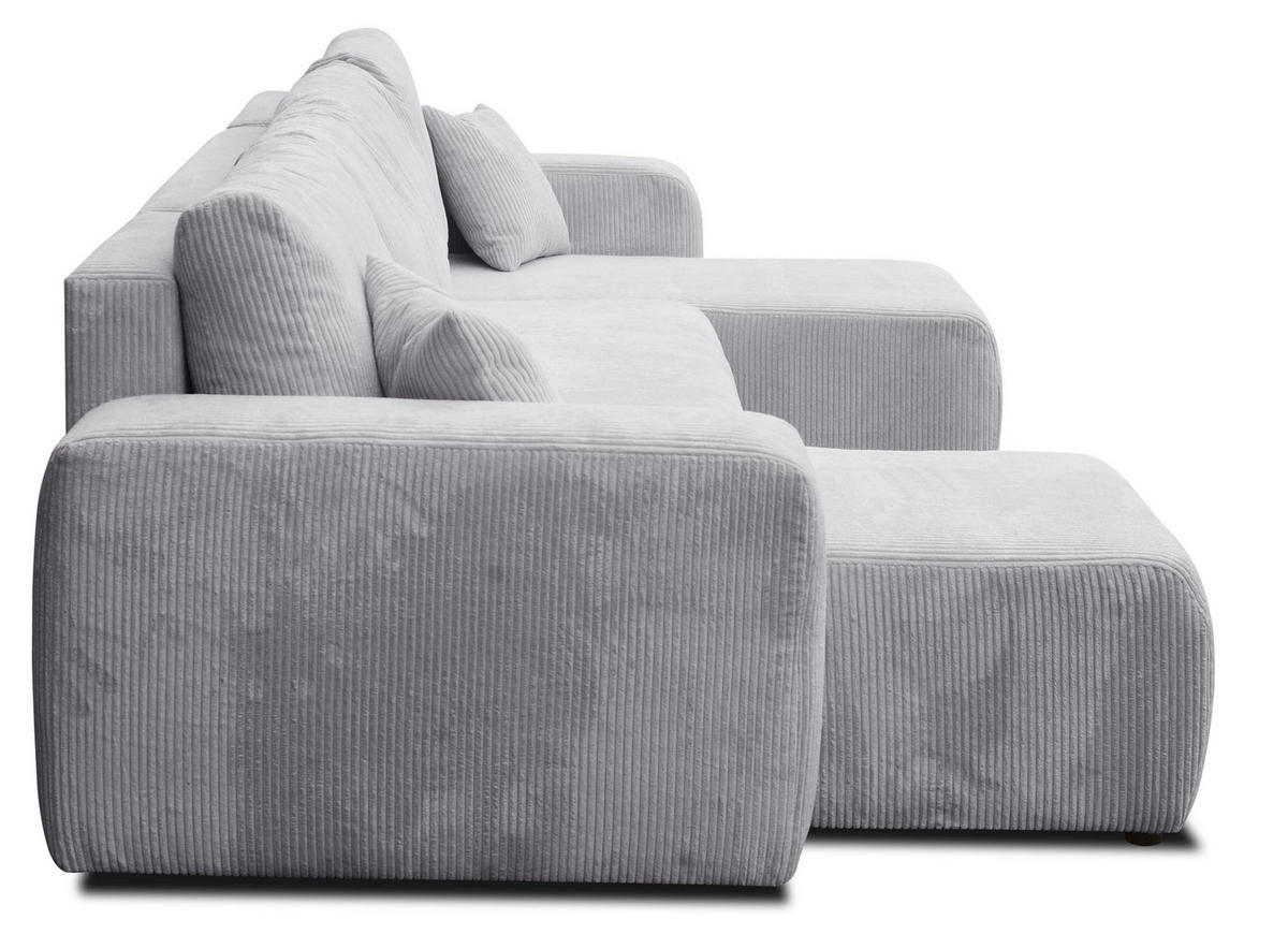 WOHNLANDSCHAFT LUNA U-FORM mit Schlaffunktion und Bettkasten (Hellgrau) - Hellgrau, Textil (312/83/142cm) - VENASI MÖBEL