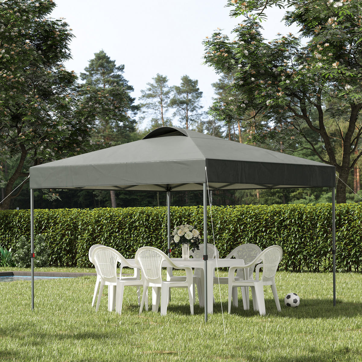 PAVILLON ca. 3x3m - Dunkelgrau, Kunststoff (295/264/295cm) - Outsunny