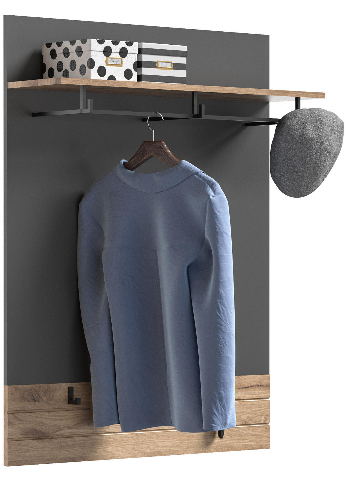 PANEEL MASON (B/H/T: ca. 90/117/25 cm) in Nox Oak Nachbildung/Basalt grau - Eichefarben, Holzwerkstoff (90/117/25cm)