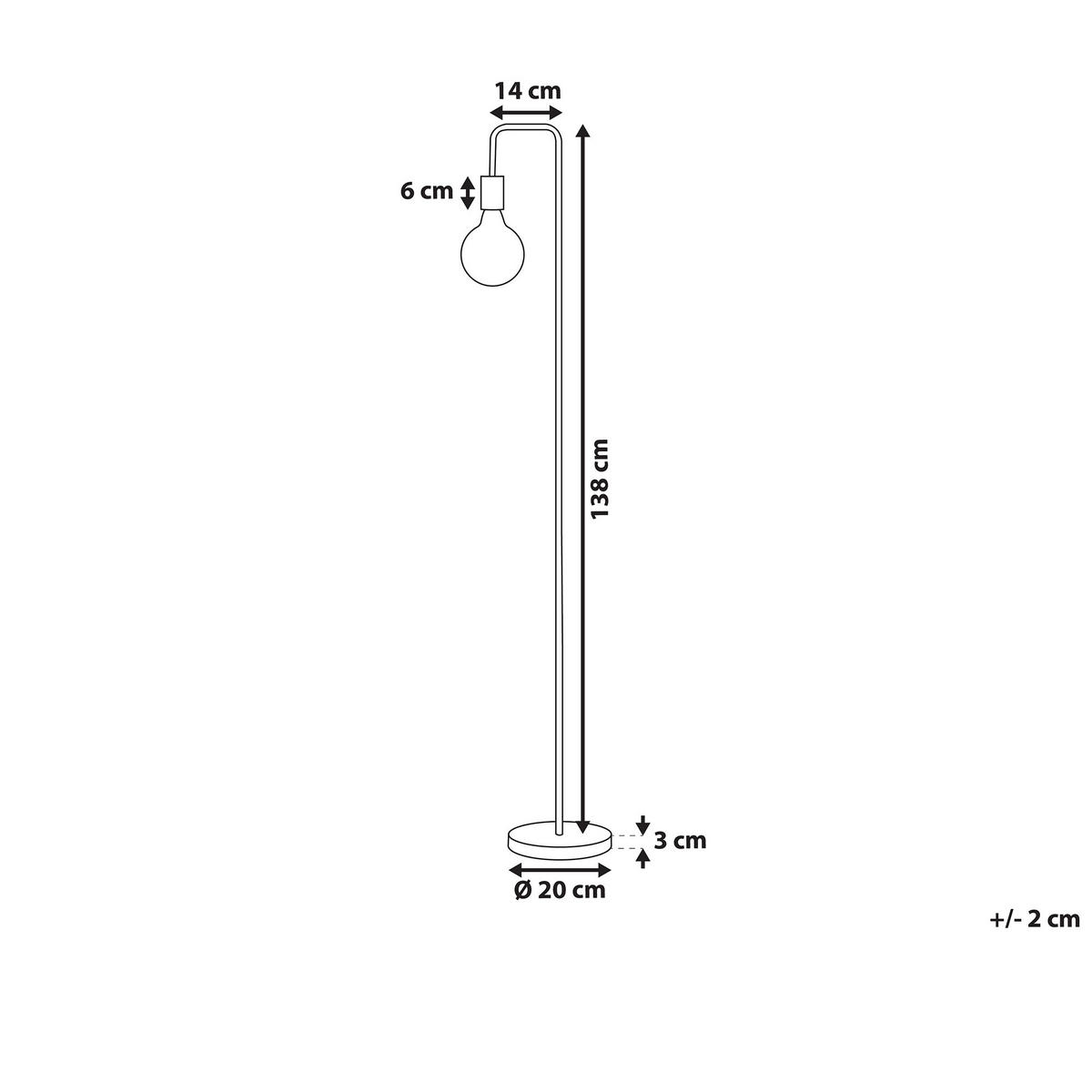 STEHLAMPE Savena 14/20/140 cm - Goldfarben, Metall (14/20/140cm) - Beliani