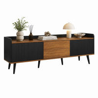 TV-SCHRANK 3-türig 160 cm Schwarz Natur - Schwarz, Holzwerkstoff (39/49.5/160cm) - Beauniv