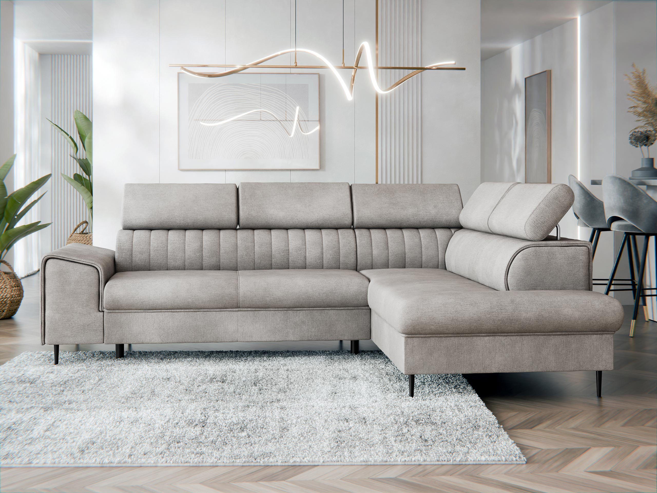 ECKSOFA Kadurin, Seite: Rechts - Greige/Schwarz, Holz/Kunststoff (276/206cm) - MIRJAN24
