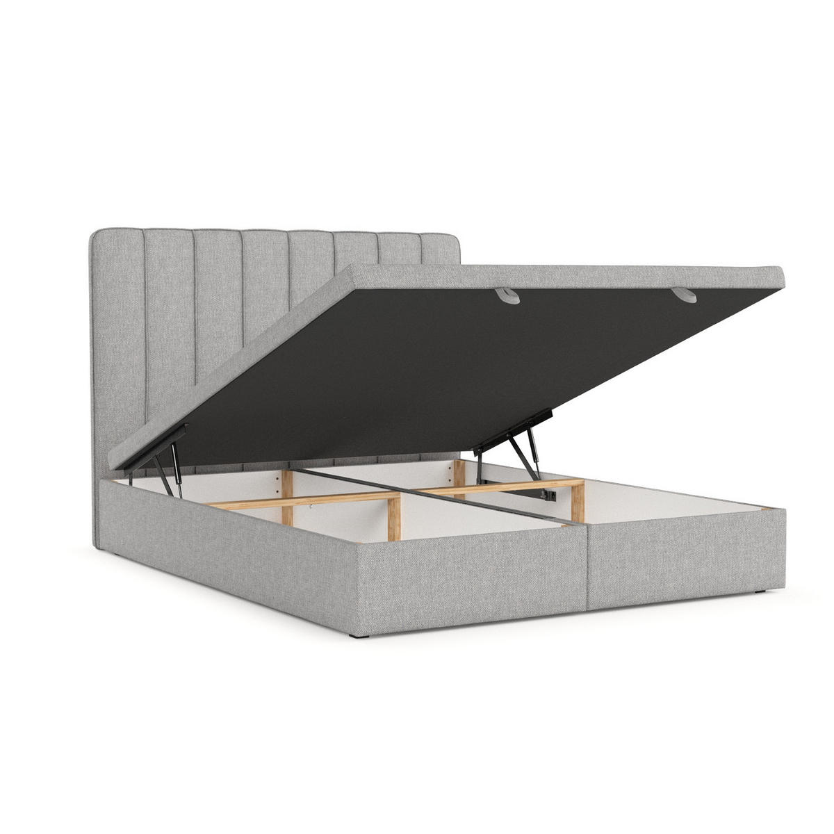 POLSTERBETT Vienna mit Stauraum 120/200 cm Grau im Megan Stoff - Schwarz/Grau, Holz/Holzwerkstoff (120/200cm) - AltaBeds