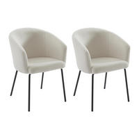STUHL mit Armlehnen 2er-Set - Bouclé-Stoff & Metall - Cremefarben - MORONI - Creme, Textil (58.5/79/56.5cm) - Pascal Morabito