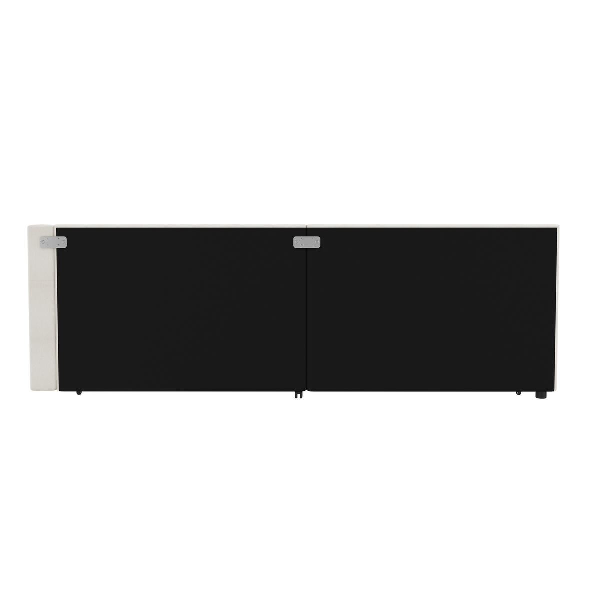 POLSTERBETT 90/200 mit Ausziehbett, LED-Lichtleiste, Ablagefach, USB + Typ-C und Leinen in Beige - Beige, Holzwerkstoff/Textil (90/200cm) - EVRYAE