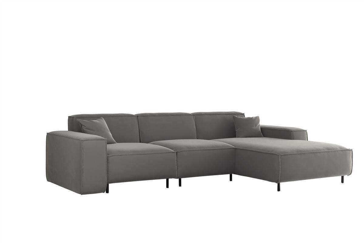 ECKSOFA Gloria In Tiffani - Grau, Holzwerkstoff/Textil (266/165cm) - Fun Möbel