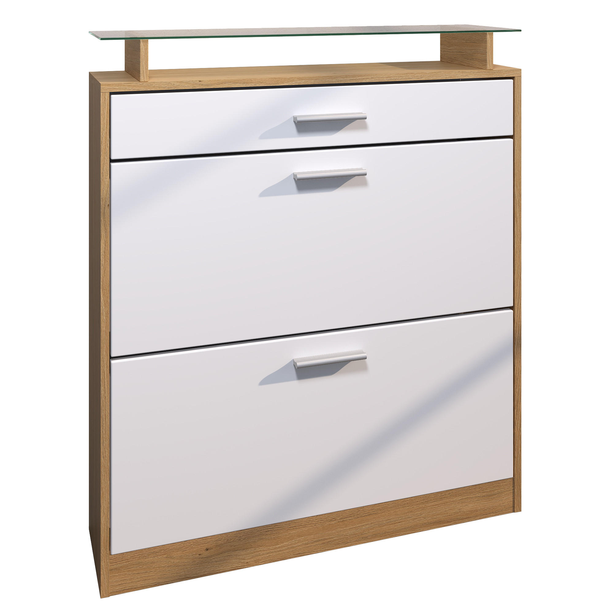 SCHUHSCHRANK Loret Weiß matt - Weiß, Holzwerkstoff (89/104/23cm) - Vladon