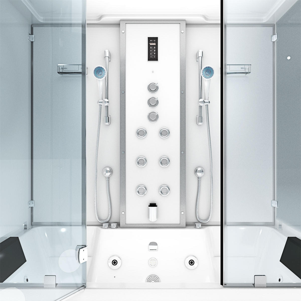 BADEWANNE Dusche K80-WS-TH-A-EC-SC-EA Duschtempel - Weiß, Glas/Kunststoff (100/180/228cm) - AcquaVapore by Sandra Jentho