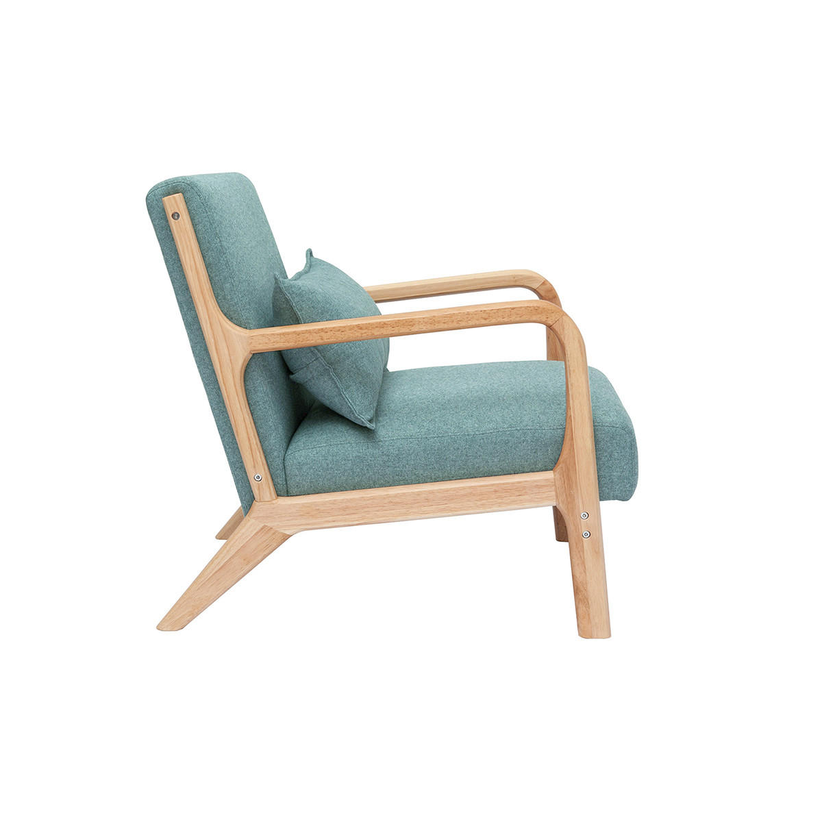 SESSEL Stoff Samteffekt GraugrÙn Helles Massivholz DERRY - Blaugrau, Textil (84/75.5/66cm) - Miliboo