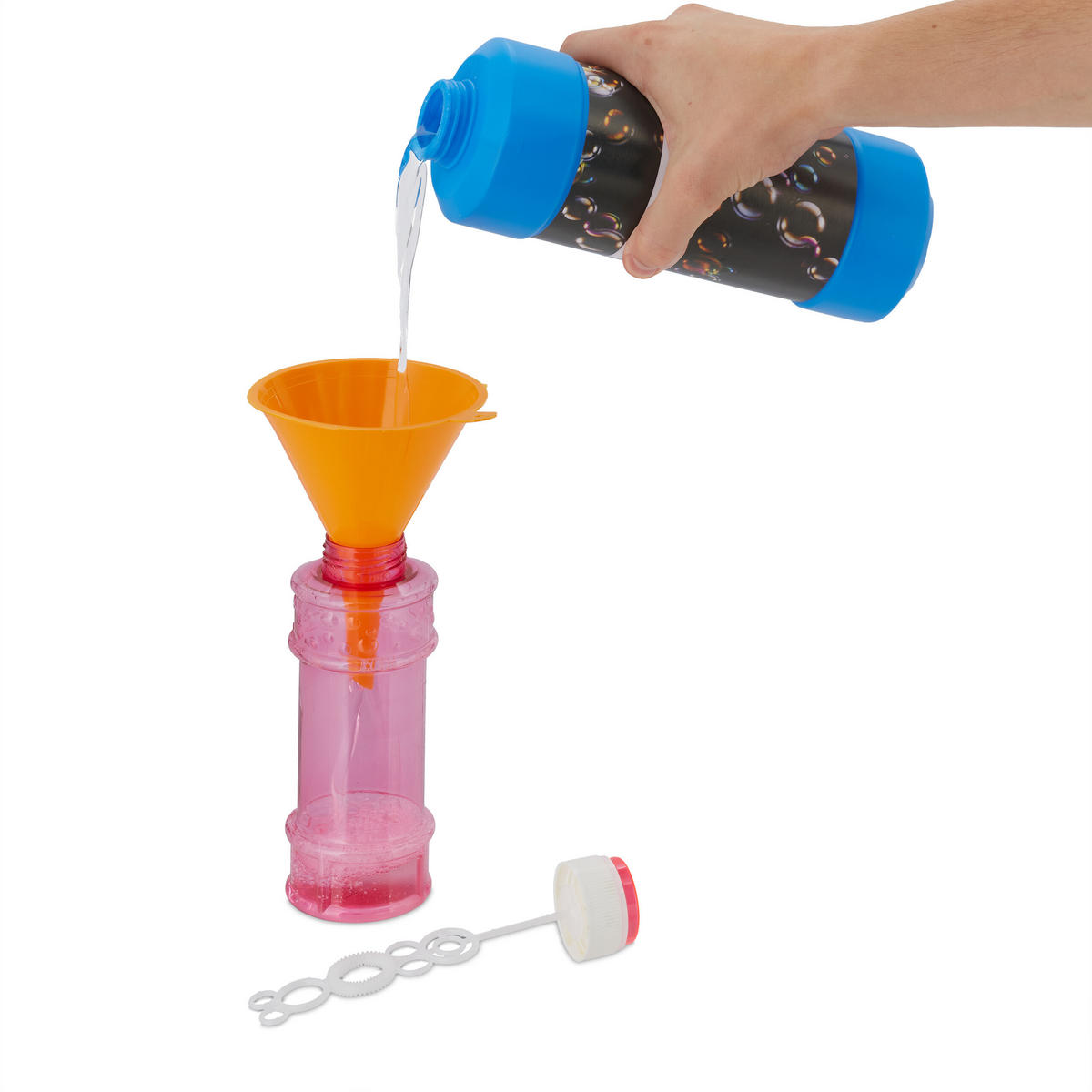 2XSEIFENBLASEN-NACHFÜLLFLASCHE - Multicolor, Kunststoff (8/23/8cm) - Relaxdays