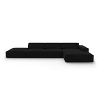 ECKSOFA rechts Jodie aus Samt schwarz 5 Sitzplätze - Schwarz, Textil (166/341cm) - Micadoni