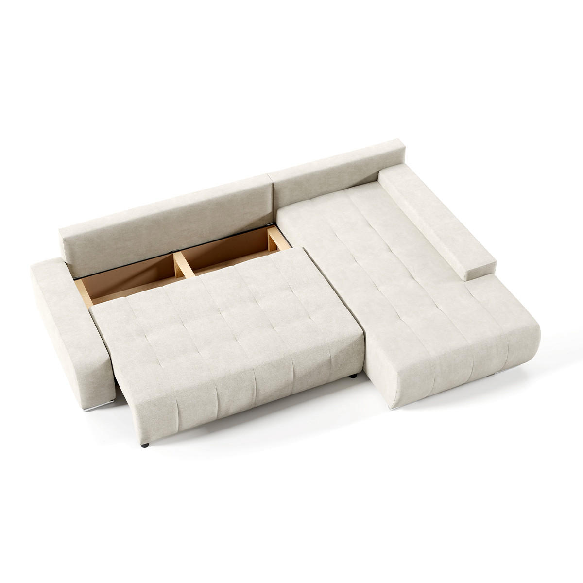 ECKSOFA Jonas 4 Sitzplätze Cremeweiß - Weiß, Holzwerkstoff (265/185cm) - Petits-meubles