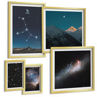 BILDER SET 5er Set - 50x50 cm & 20x30 cm & 40x60 cm Goldrahmen - Jungfrau-Galaxie-Universum - Goldfarben, Kunststoff (40/60cm) - TULUP