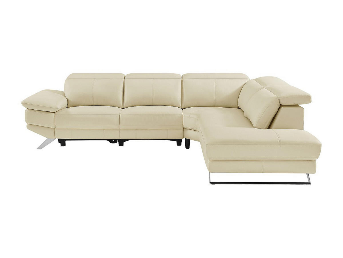 ECKSOFA Relaxsofa elektrisch - Ecke rechts - Rindsleder - Beige - PUNO II - Beige, Leder (299/239cm) - Vente-Unique