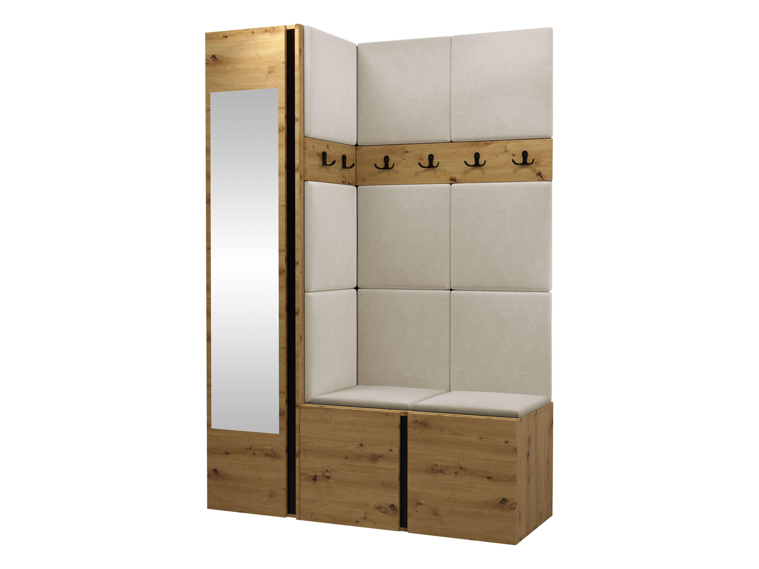 GARDEROBEN-SET Orion X - Beige/Eiche Artisan, Holzwerkstoff/Kunststoff (124/186/46cm) - MIRJAN24