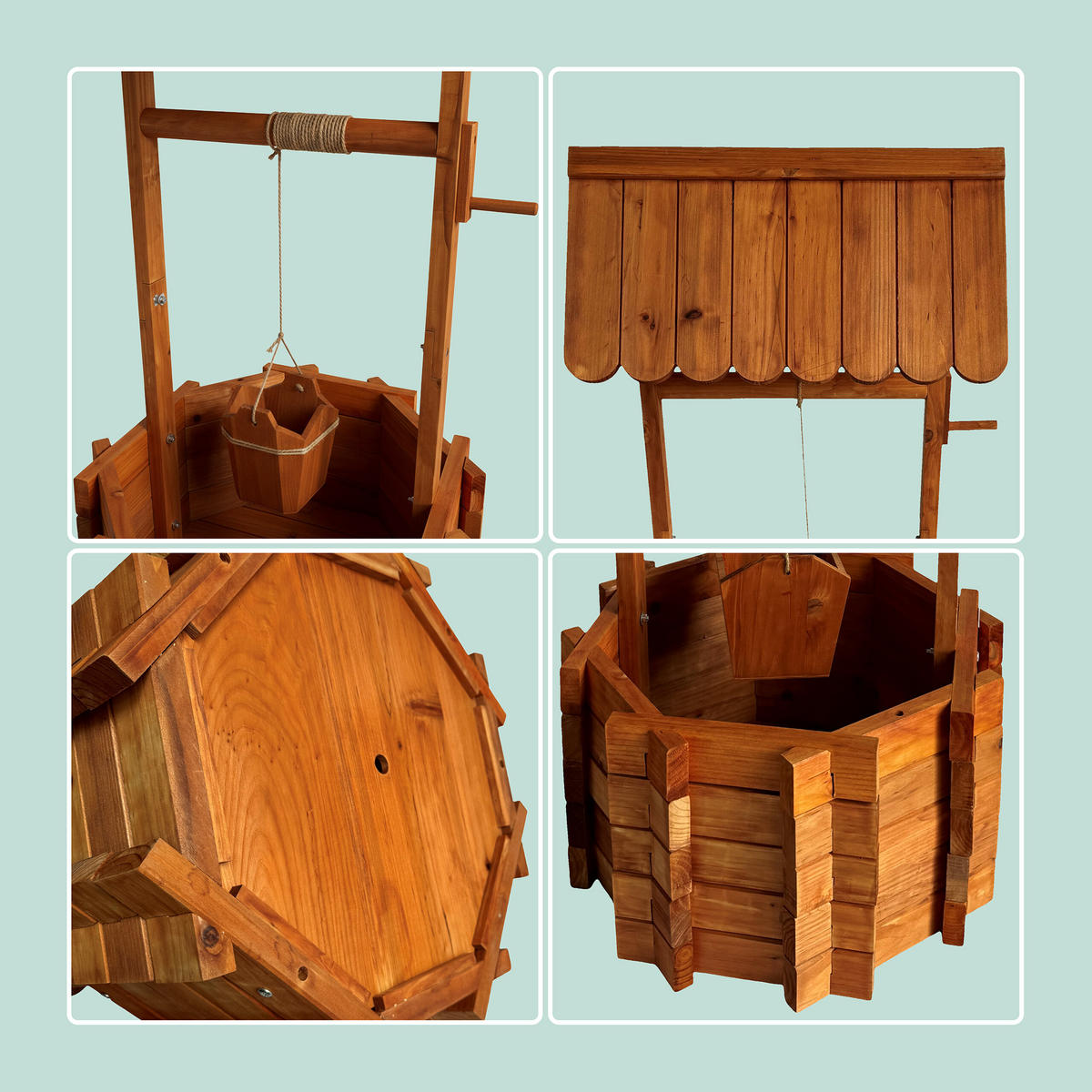 LESENI vodnjak - oranžna, tekstil/les (56/56/114cm) - Relaxdays