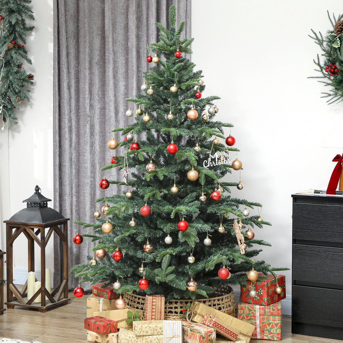 WEIHNACHTSBAUM künstlich 180 cm Christbaum mit dichten Zweigen, Metallständer - Grün, Kunststoff (180cm) - HOMCOM