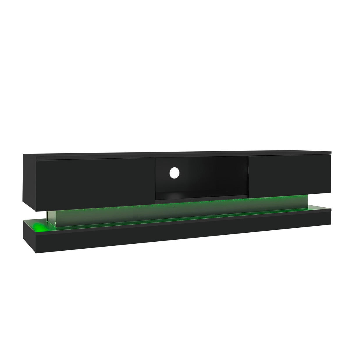 TV-LOWBOARD 160/35/40,5 cm mit 2 Schubladen und LED-Beleuchtung - Schwarz, Holzwerkstoff (160/40.5/35cm) - BEAOK