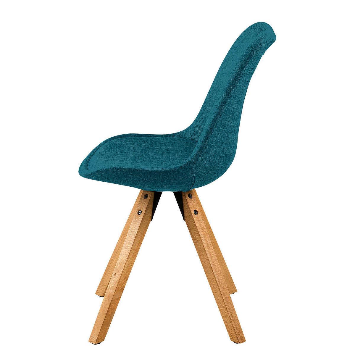 POLSTERSTUHL - Massivholz Gummibaum / Textil - Petrol/Braun, Holz/Textil (49/85/55cm) - home24