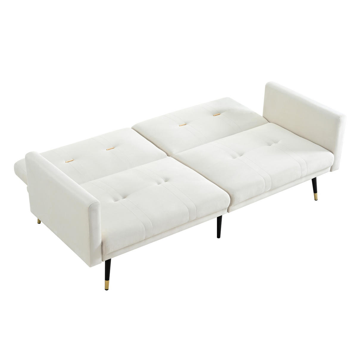 SCHLAFSOFA Zweisitzer mit Schlaffunktion,Klappsofa,Samt,Beige - Beige, Textil (164/70/51cm) - LVHOM
