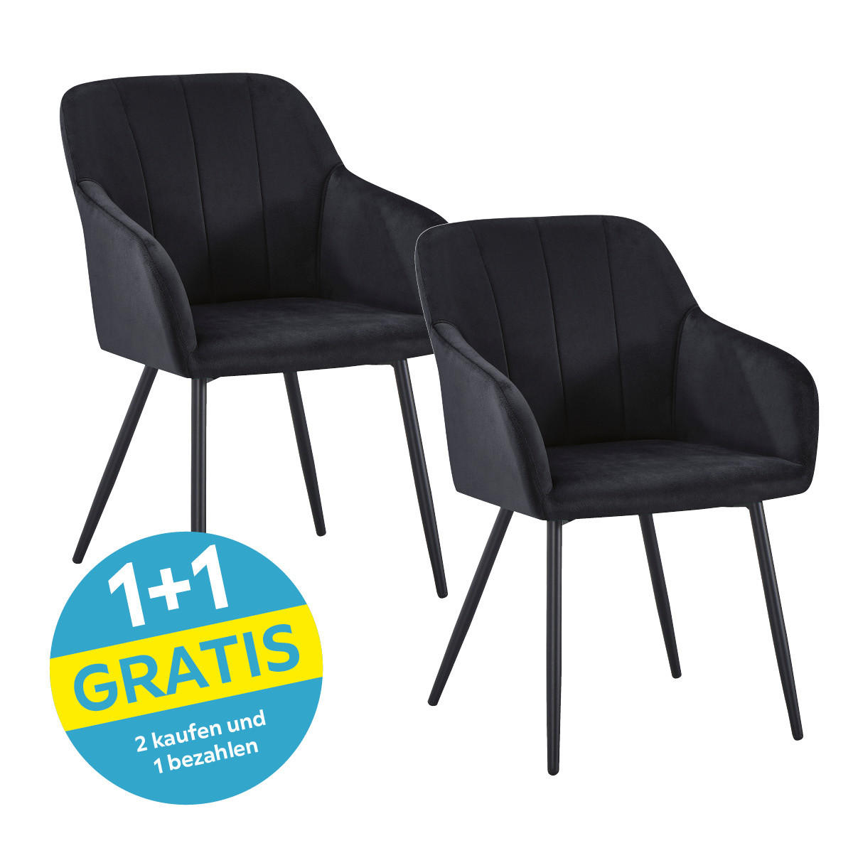 Armlehnstuhl Jenke Samt Schwar Gepolstert