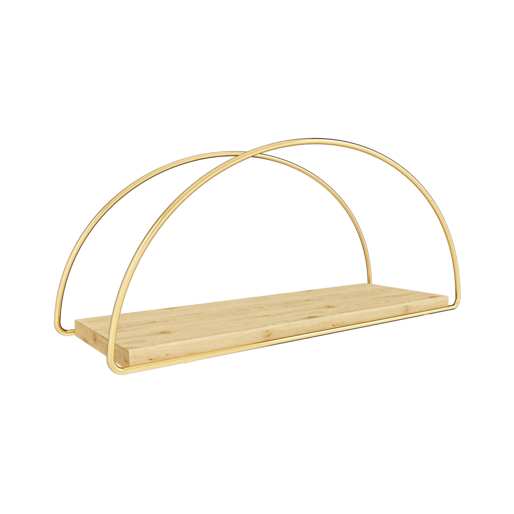 BADEZIMMERREGAL Mynämäki - Goldfarben/Naturfarben, Holz/Metall (39/17/16cm) - [en.casa]