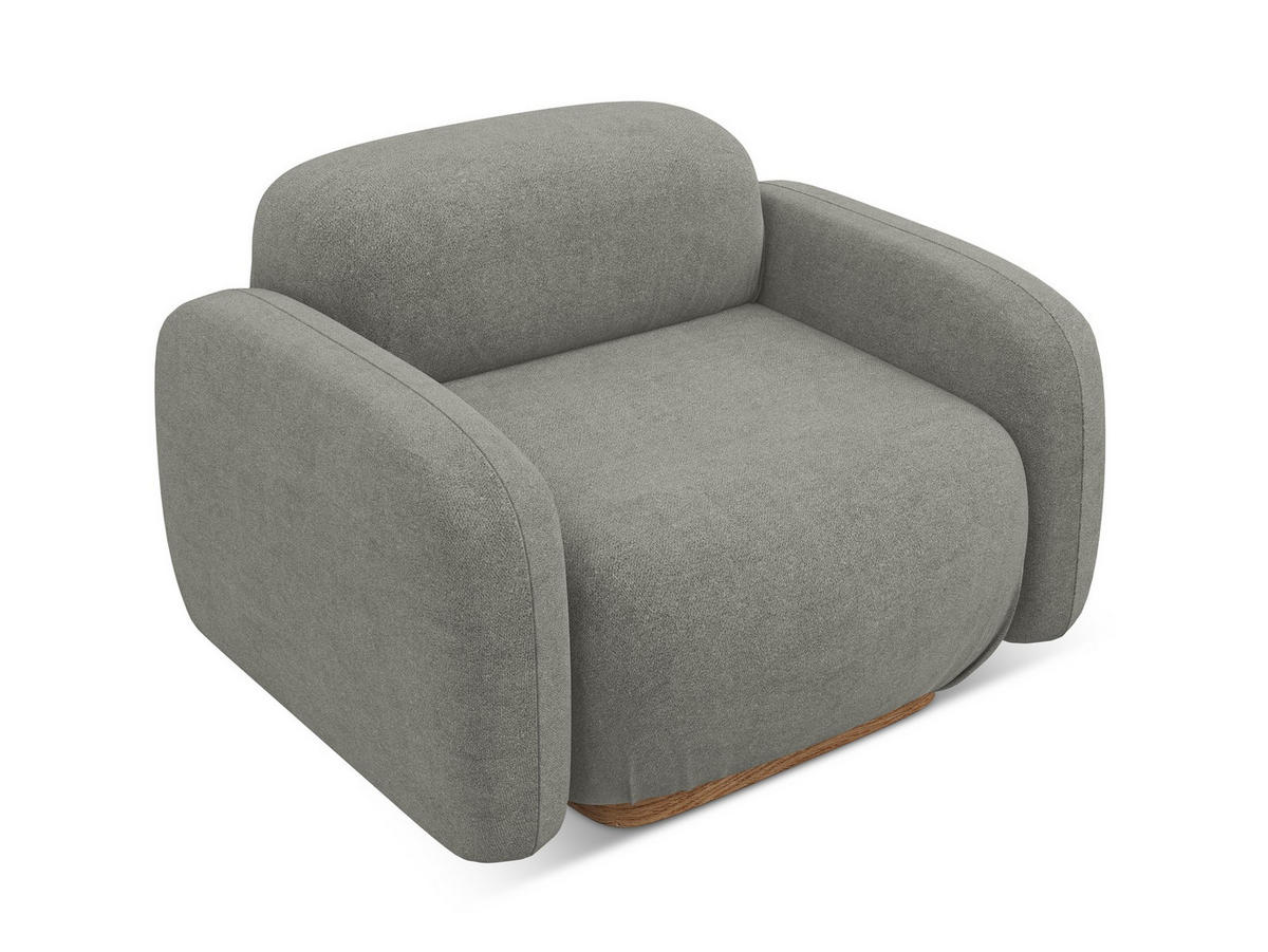 SESSEL Bouclé Stoff Beige - Beige/Braun, Holz/Textil (110/73/95cm) - Makamii