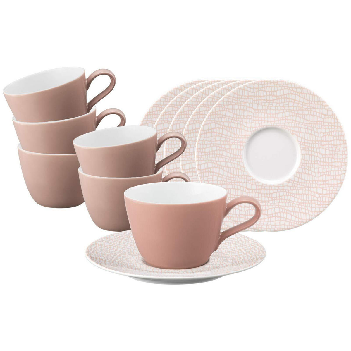 KAFFEETASSEN MIT UNTERTASSEN Life Fashion Posh Rose 240 ml 6er Set - Rosa, Keramik (16.5/8.2/16.5cm) - Seltmann Weiden