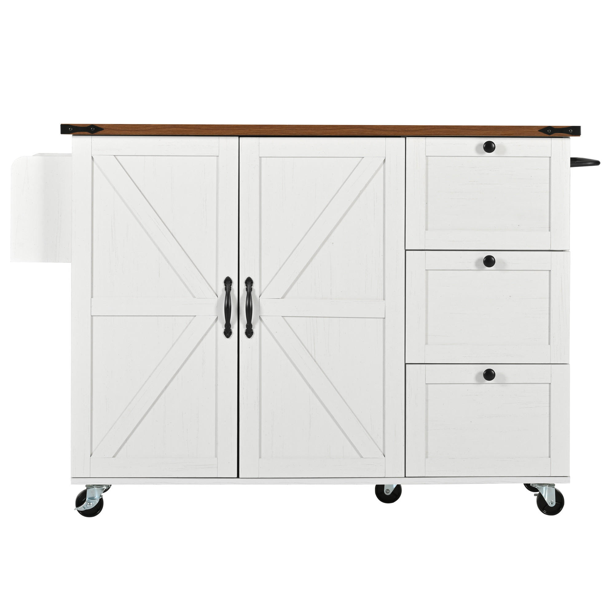 KÜCHENINSEL 140/45/92,5 cm beige mit klappbarer Arbeitsplatte - Weiß, Holzwerkstoff (140/92.5/73cm) - OKWISH