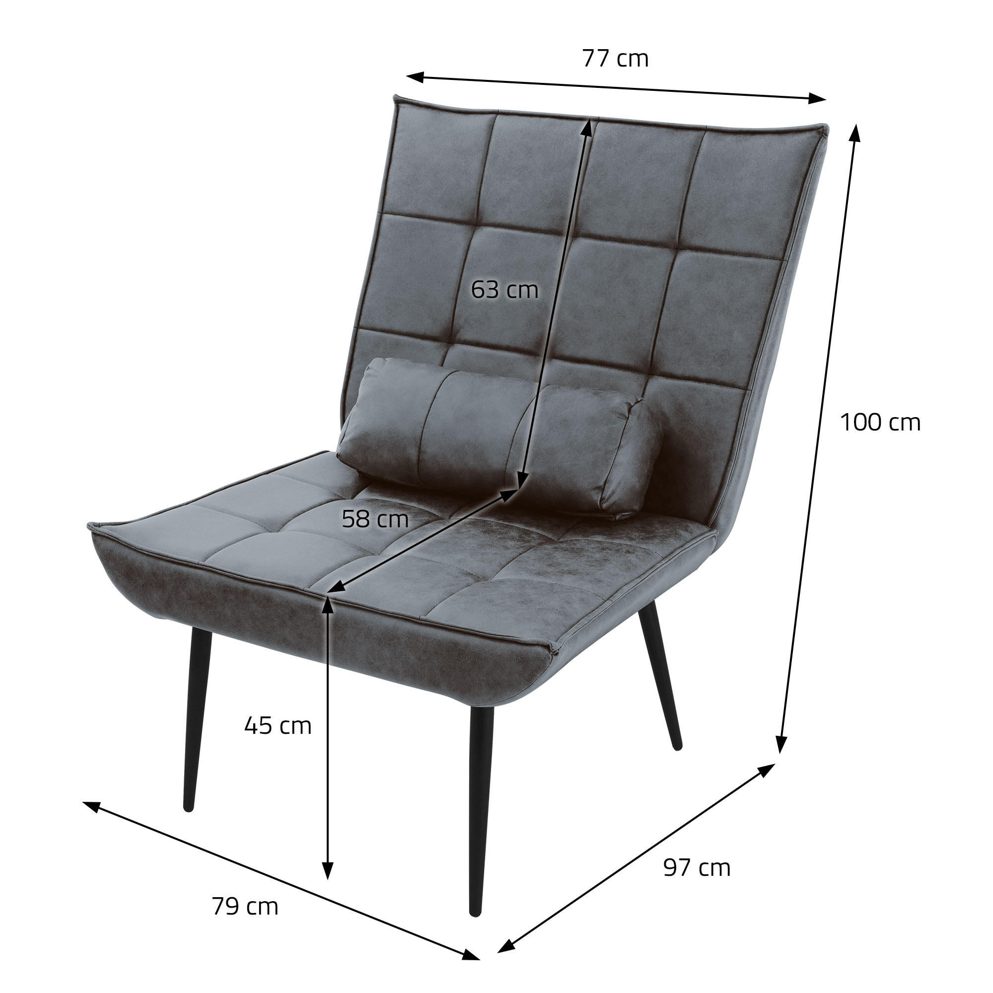 Thumbnail - Ml-Design Relaxsessel, Anthrazit, Metall, rund, 97x100x79 cm, Esszimmer, Stühle, Esszimmerstühle
