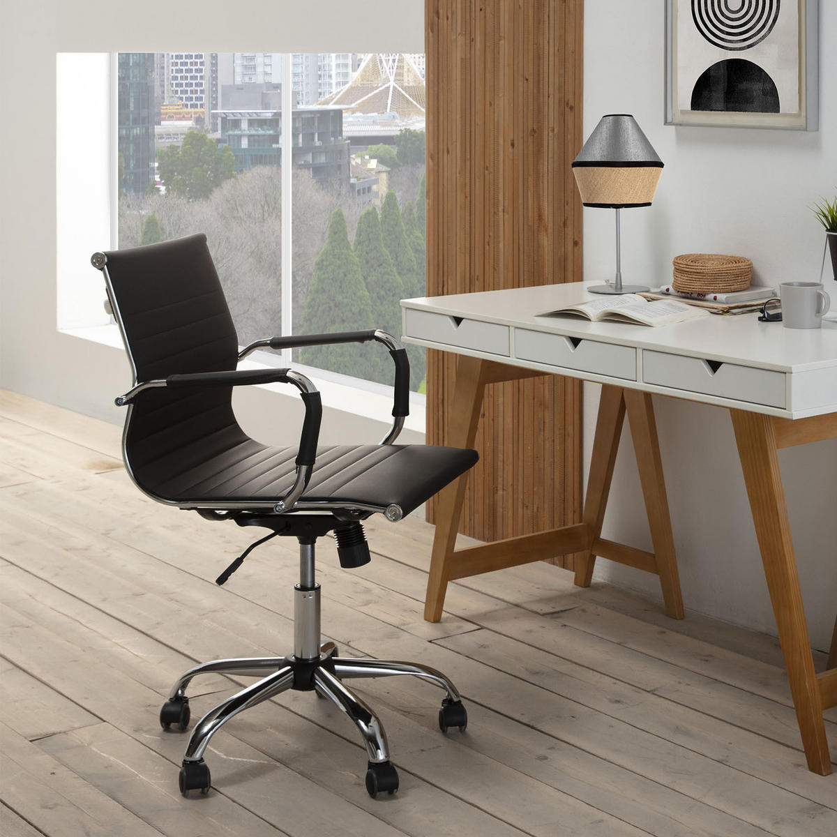 SCAUN ROTATIV Croma cu funcție de pat, negru - negru, blană (62/91/54cm) - VS Venta-stock
